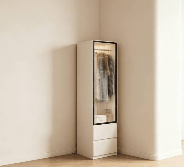 Vintage Wood Wardrobe with Glass Doors lifestyle 1