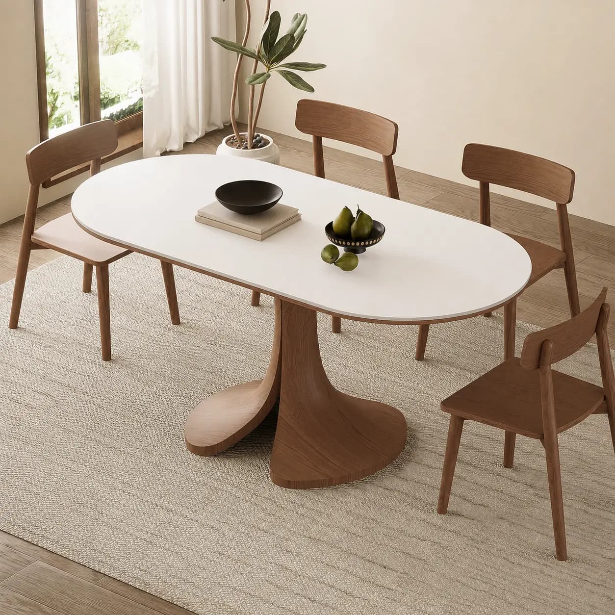 Oval Travertine Dining Table lifestyle 3