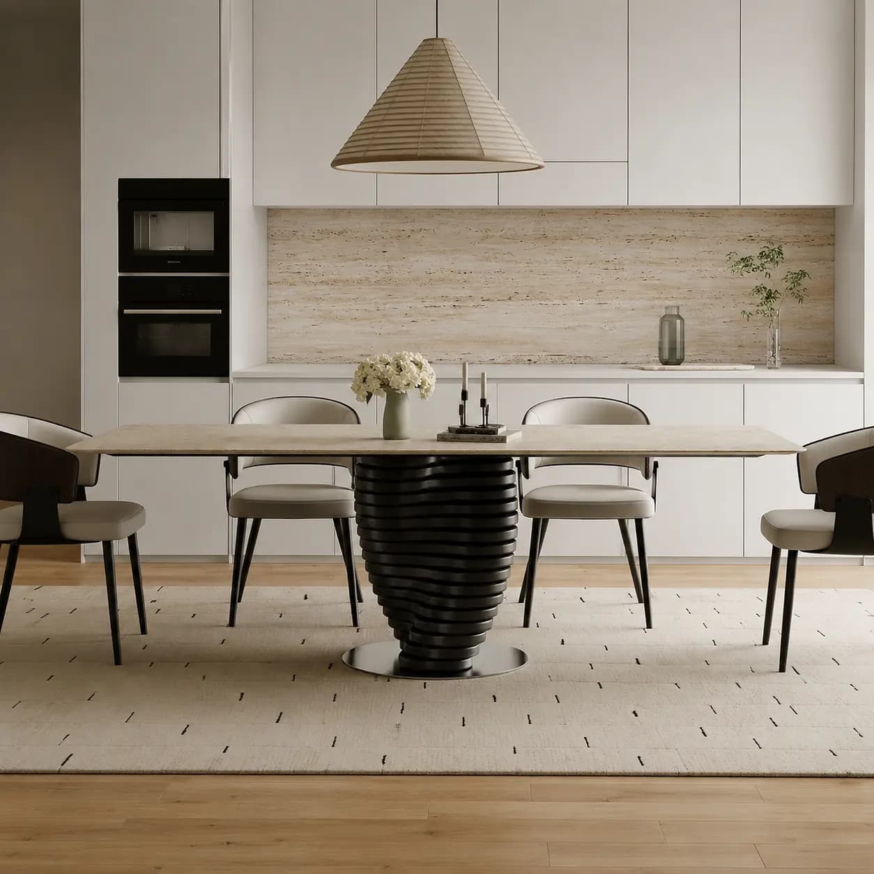 63" Organic Modern Marble Rectangular Dining Table