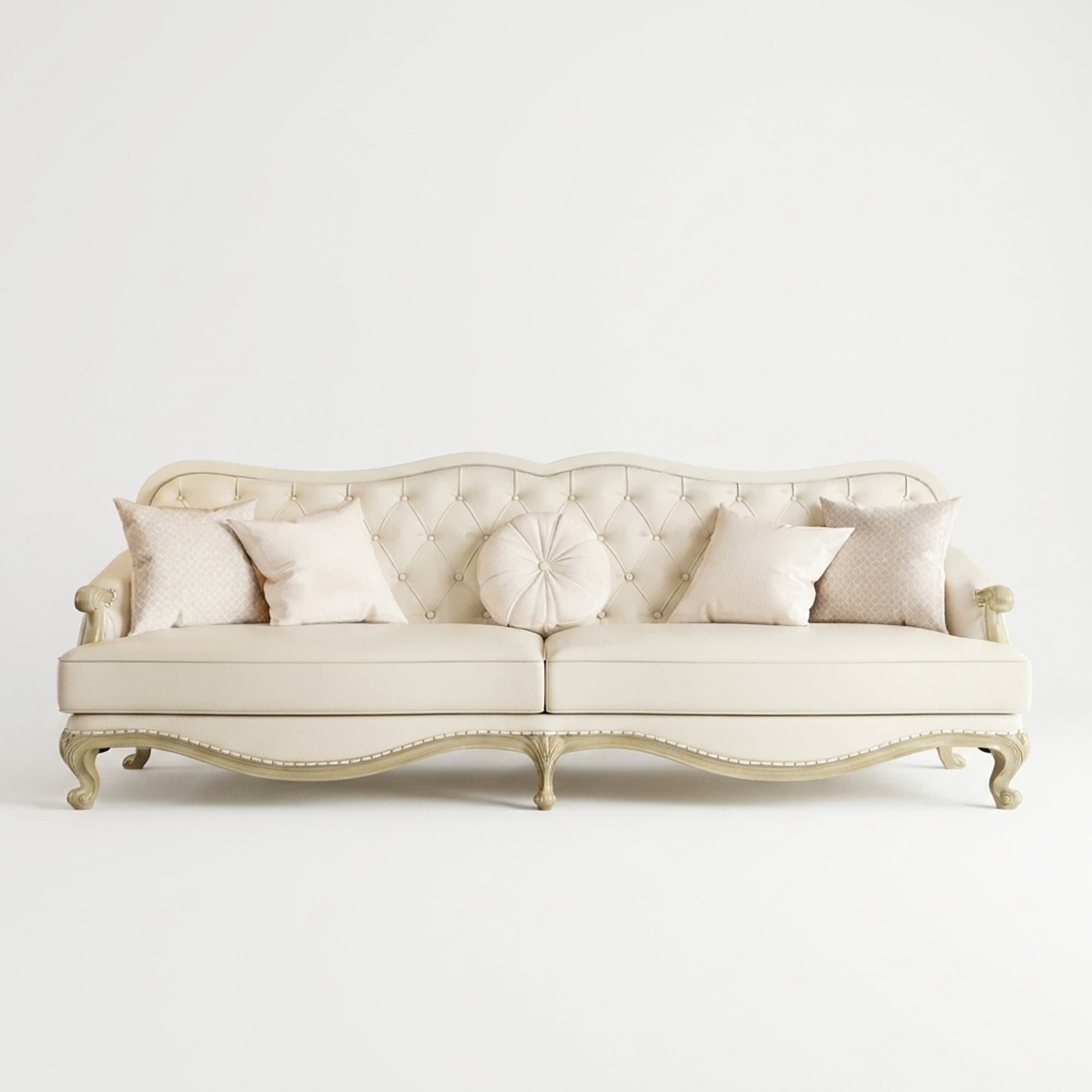 Carved Solid Wood Leather Sofa lifestyle 1