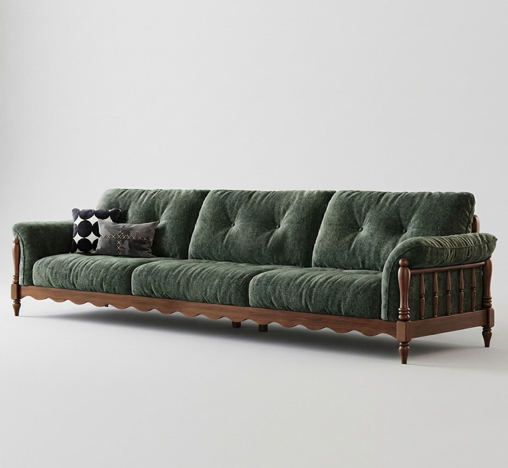 Vintage Solid Wood Chenille Sofa lifestyle 1