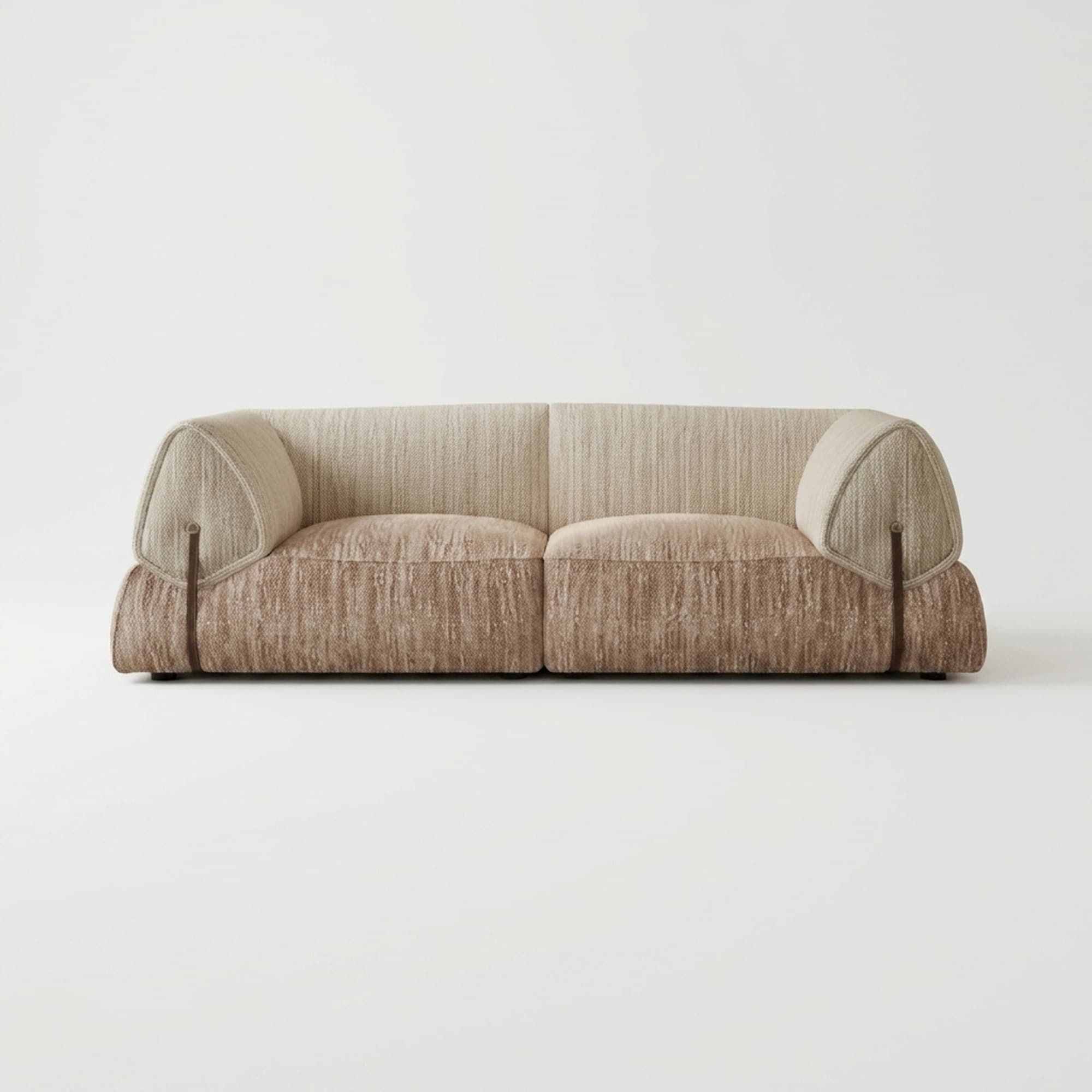 Modern Creamy Suede Sofa lifestyle 1
