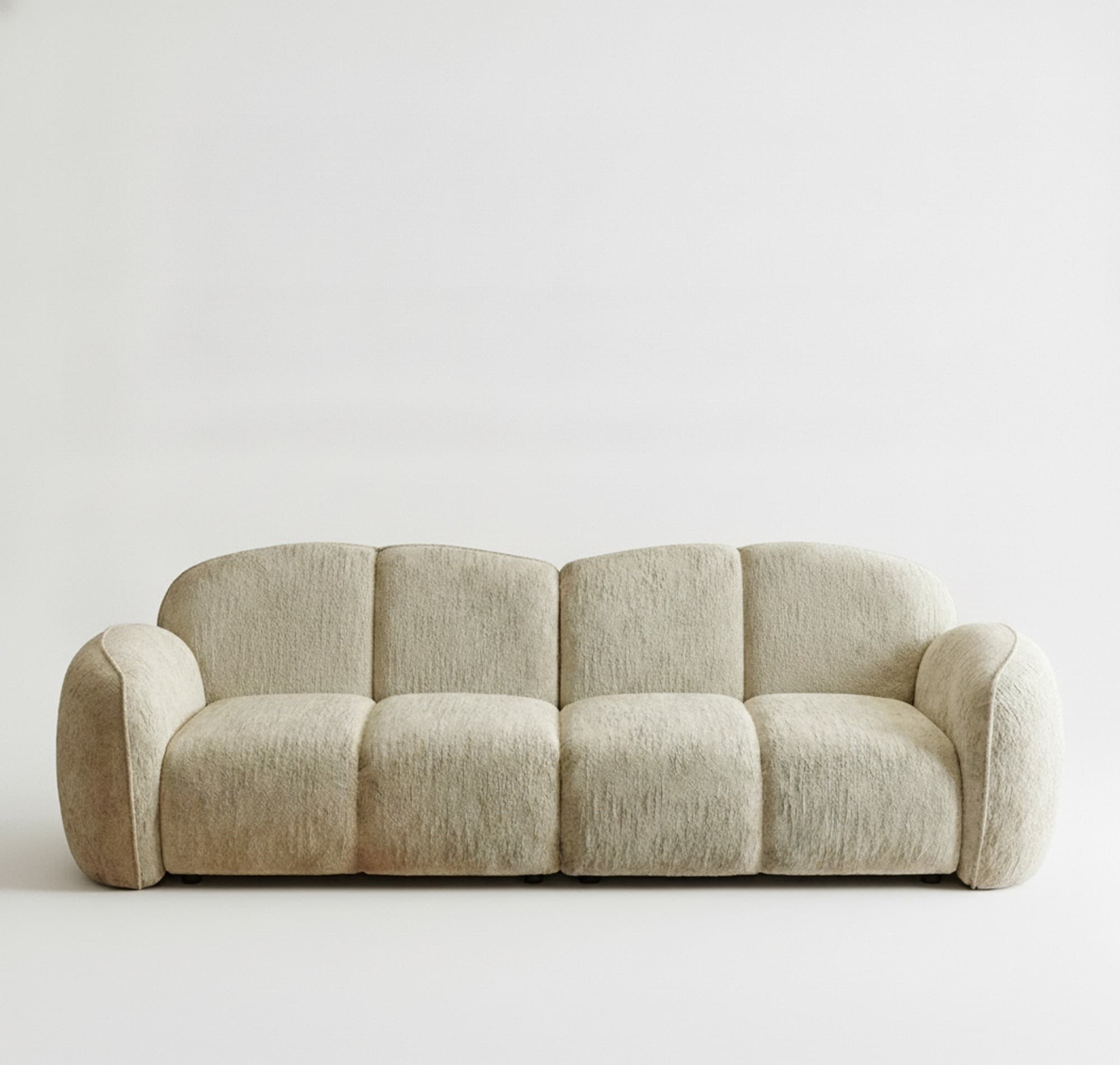 Cream Pleated Fabric Sofa lifestyle 1