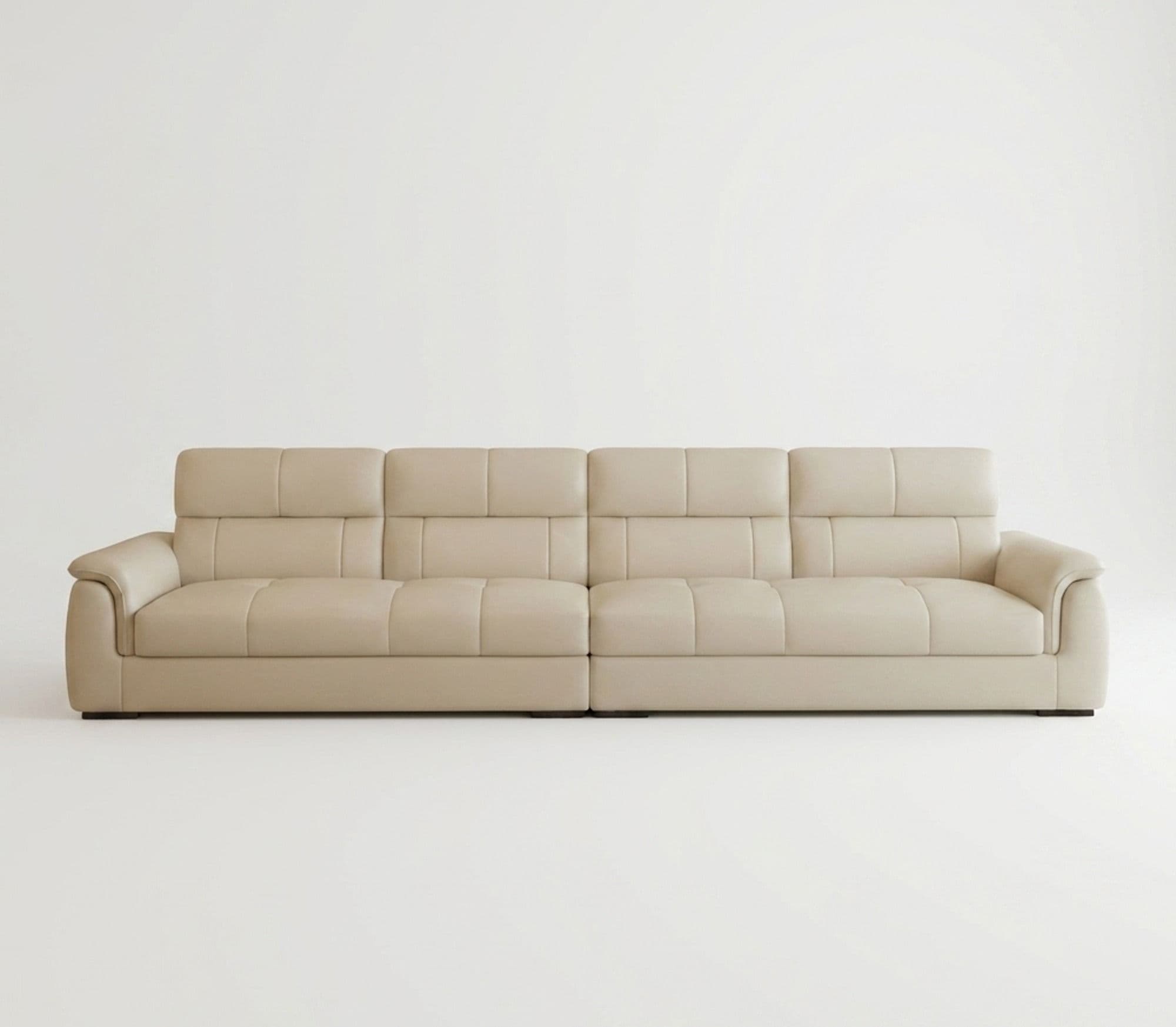 Creamy Modern Faux Leather Sofa lifestyle 1