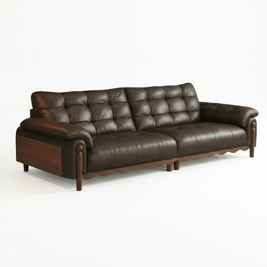 Vintage Leather Tufted Sofa lifestyle 1