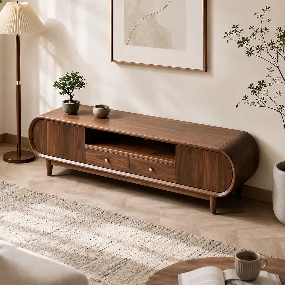 Minimalist Black Walnut TV Stand lifestyle 3