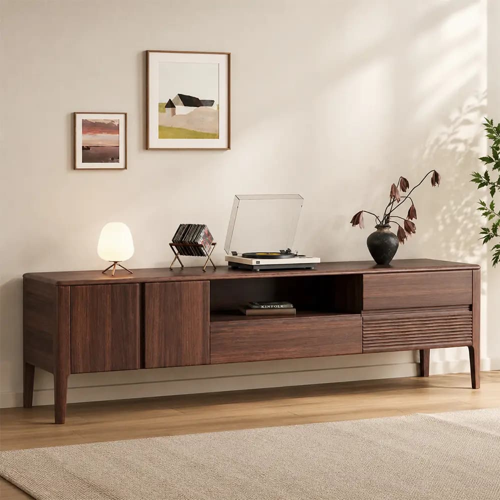 Vintage Black Walnut TV Stand lifestyle 2