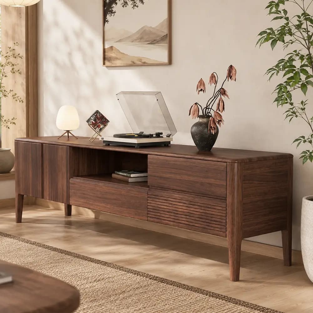 Vintage Black Walnut TV Stand lifestyle 3