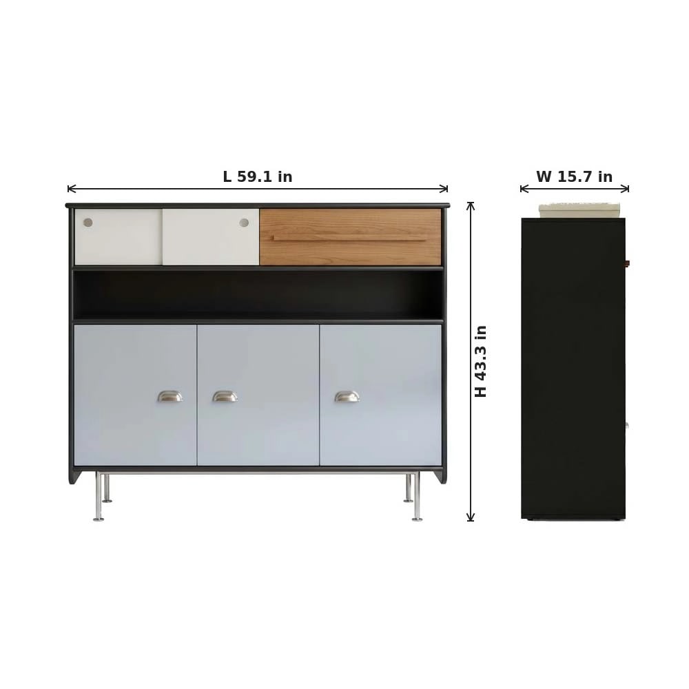 39.7" Mid-Century Modern Solid Wood Sideboard with Drawers detail image 5