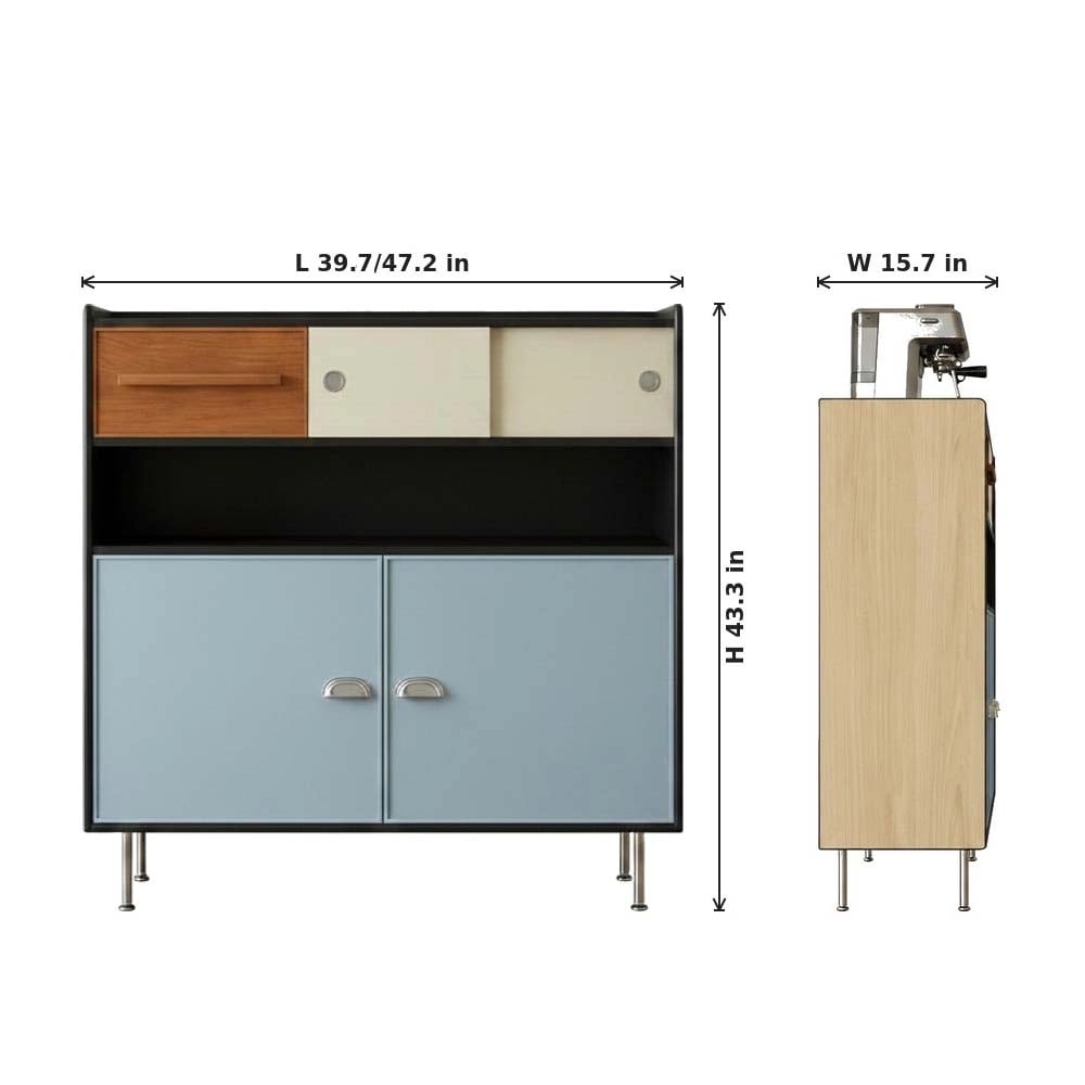 39.7" Mid-Century Modern Solid Wood Sideboard with Drawers detail image 4