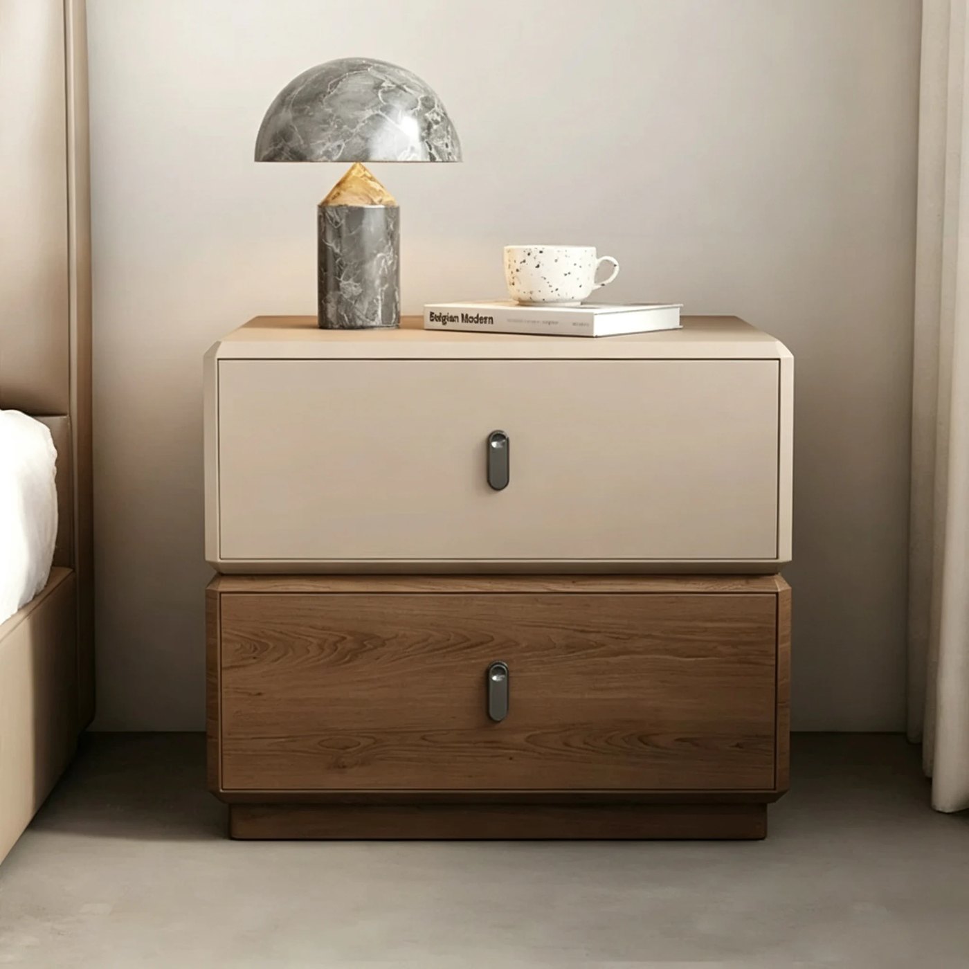 17.72" Modern Nightstand drawers main product image