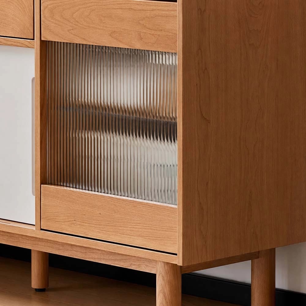 47.2" Scandinavian Sintered Stone and Solid Wood Coffee Cabinet with Open Shelf detail image 7