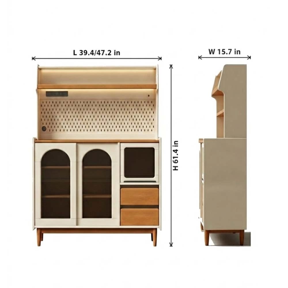 47.2" Modern Solid Wood and Glass Coffee Cabinet with Glass Door detail image 4