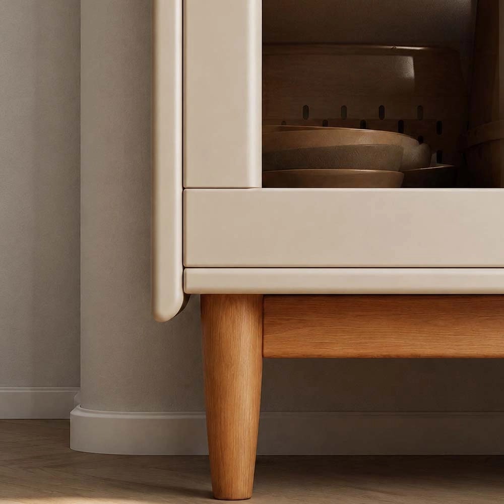 47.2" Modern Solid Wood and Glass Coffee Cabinet with Glass Door detail image 7