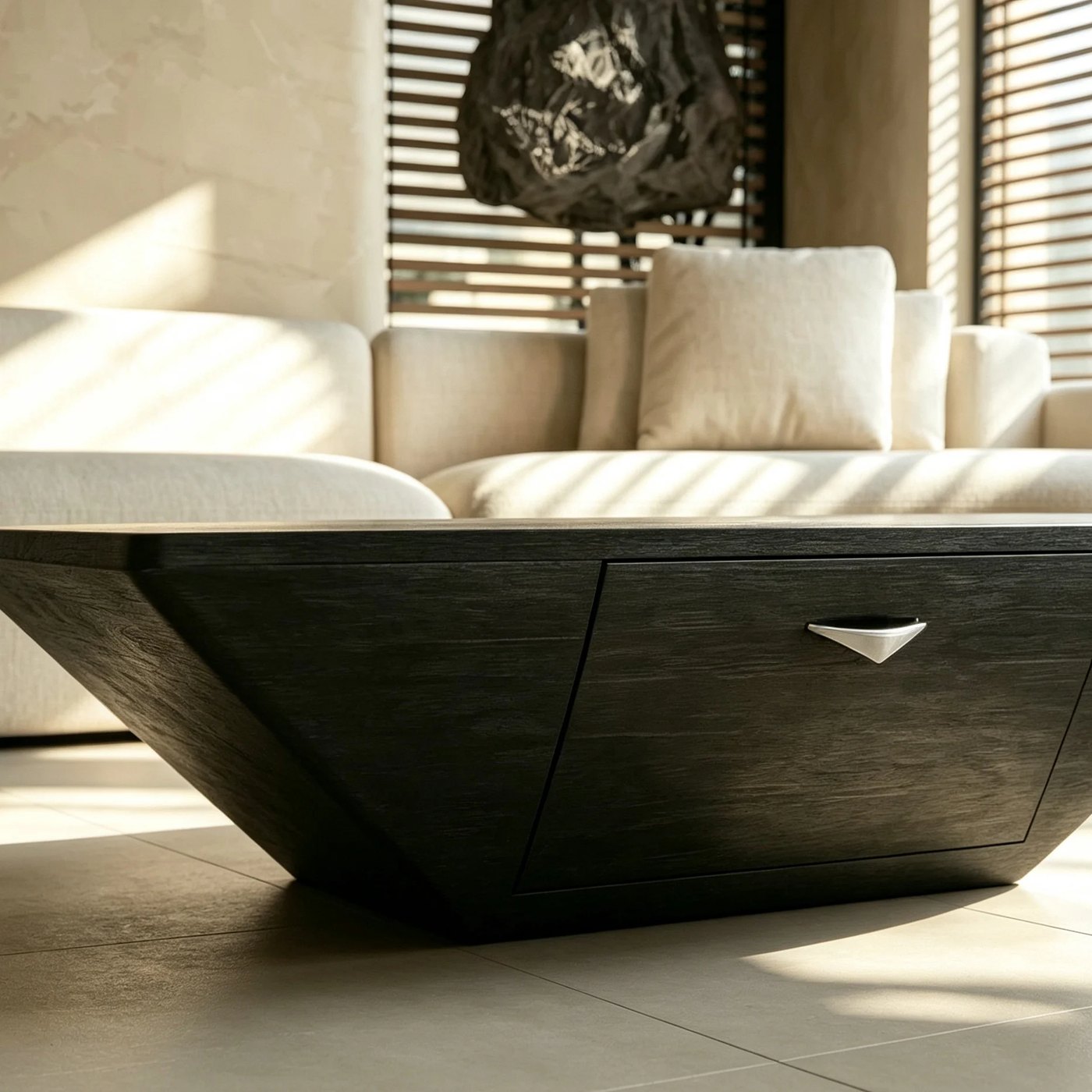35.4" Minimalist Geometric Coffee Table with Drawers detail image 6
