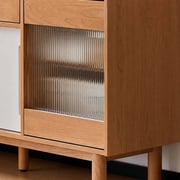 47.2" Scandinavian Sintered Stone and Solid Wood Coffee Cabinet with Open Shelf detail image 7
