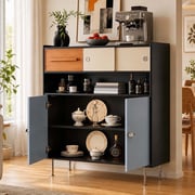 39.7" Mid-Century Modern Solid Wood Sideboard with Drawers detail image 3