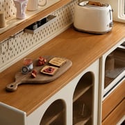 47.2" Modern Solid Wood and Glass Coffee Cabinet with Glass Door detail image 5