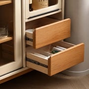 47.2" Modern Solid Wood and Glass Coffee Cabinet with Glass Door detail image 6