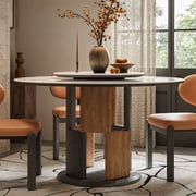 51.2" Minimalist Ash Wood Round Dining Table detail image 3