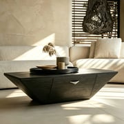 35.4" Minimalist Geometric Coffee Table with Drawers detail image 3