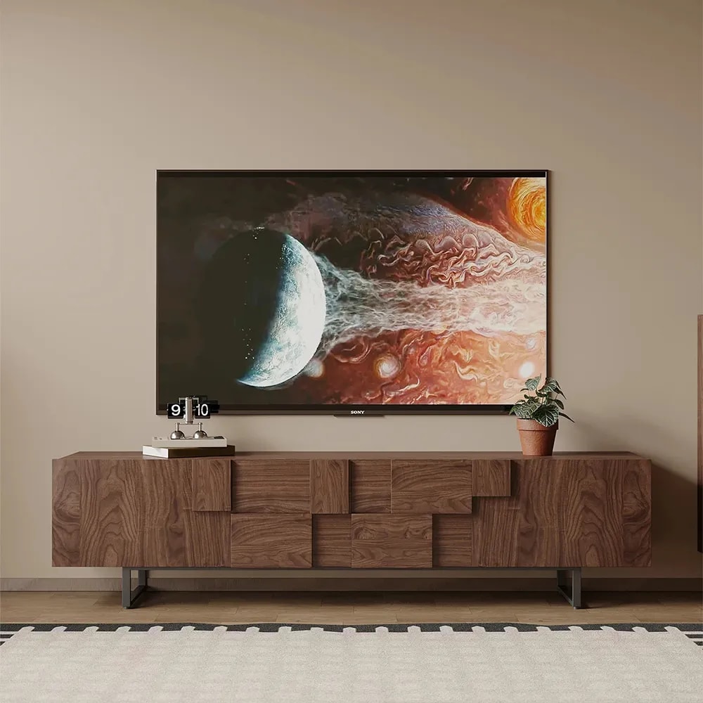 Staggered Block TV Console, Walnut lifestyle 3