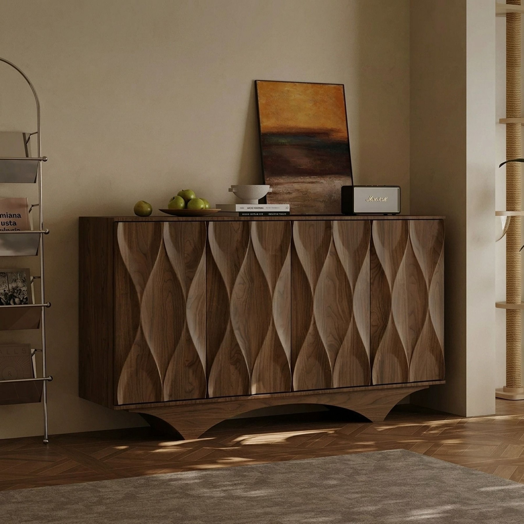 Geometric Walnut Sideboard lifestyle 3