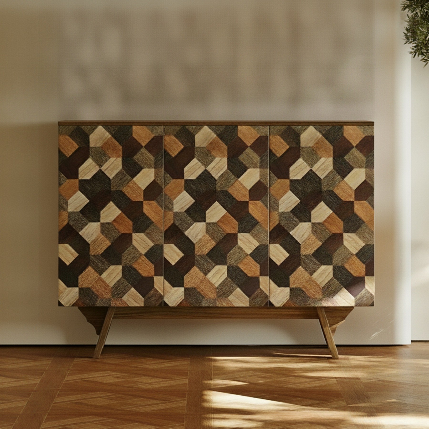 Wabi-Sabi Parquetry High-Leg Sideboard lifestyle 2