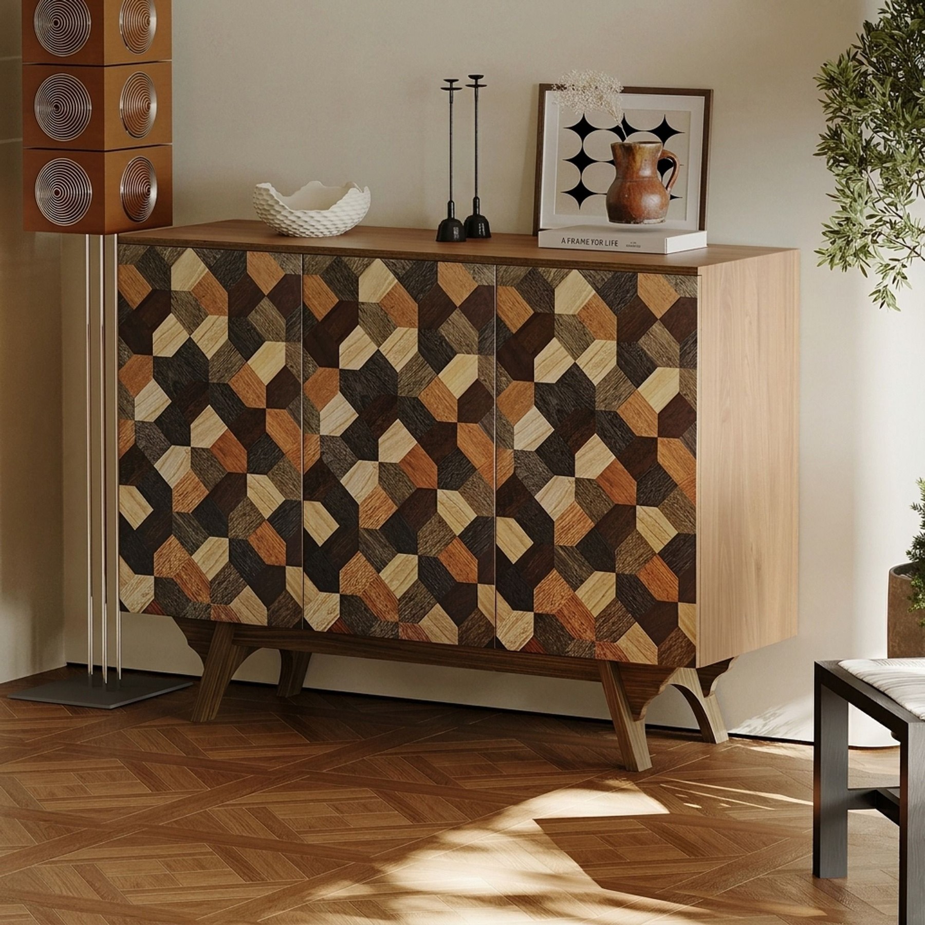 Wabi-Sabi Parquetry High-Leg Sideboard lifestyle 3