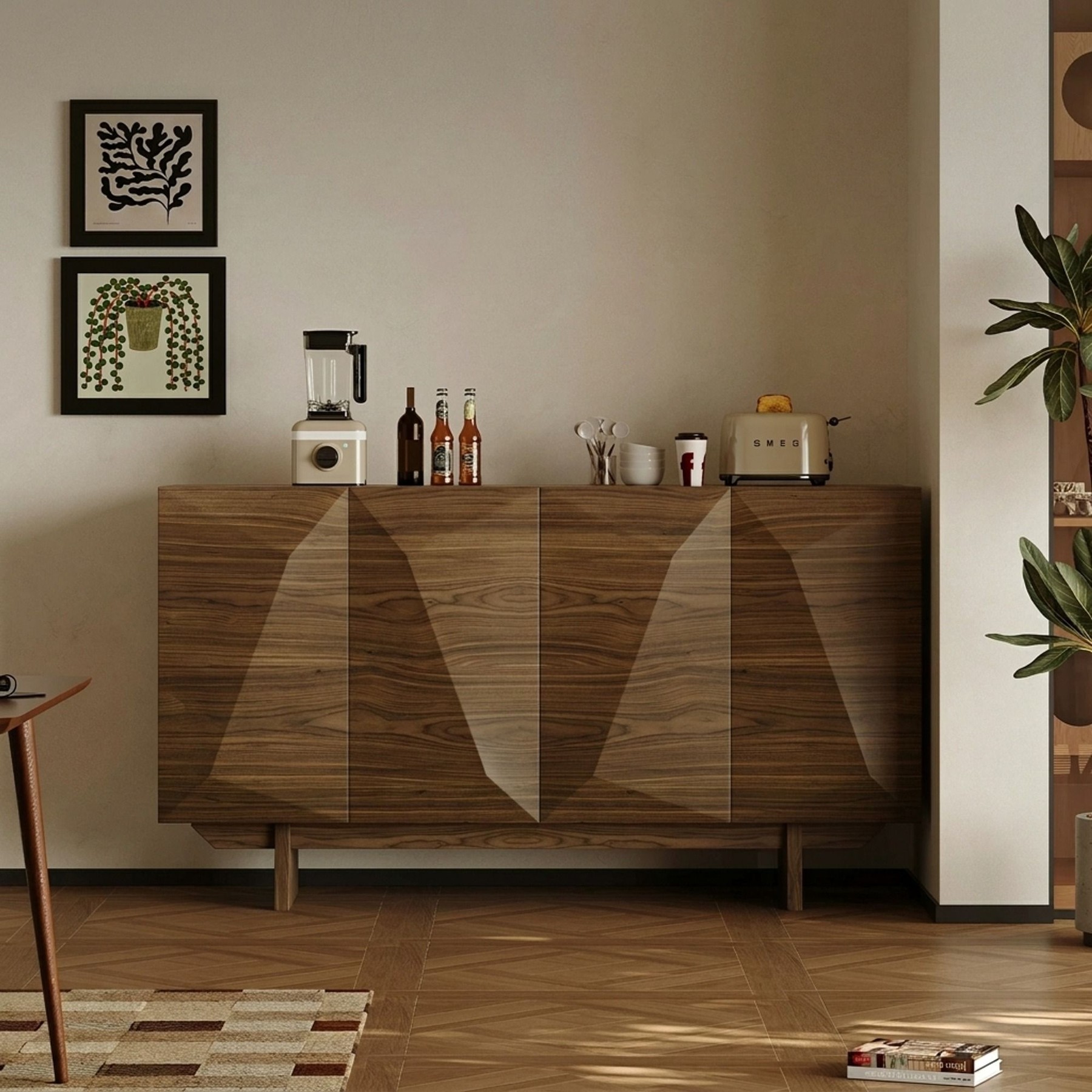Walnut Geometric Sideboard lifestyle 3