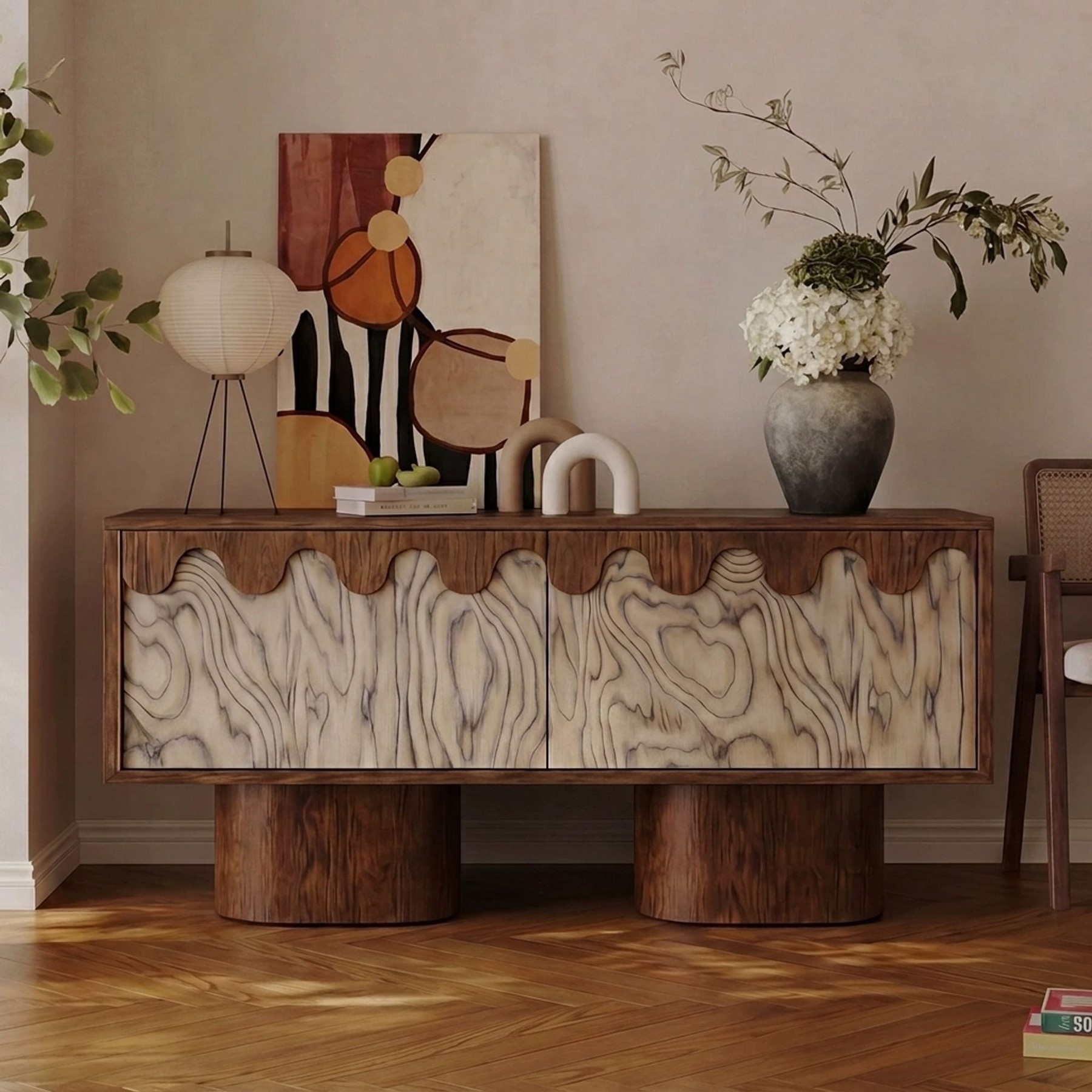 Wavy Walnut Sideboard lifestyle 3
