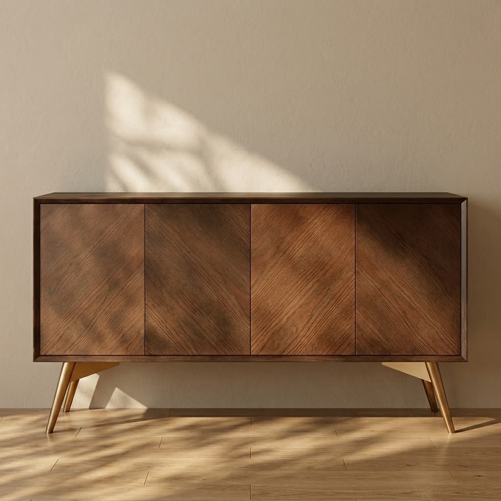 Solid Wood Herringbone Sideboard lifestyle 1