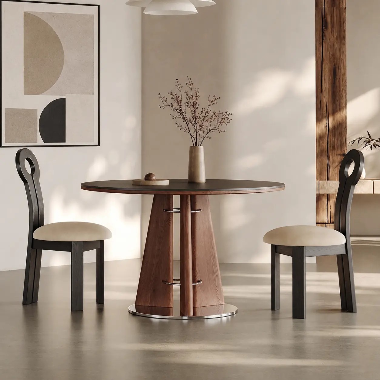 Round Solid Wood Dining Table lifestyle 2
