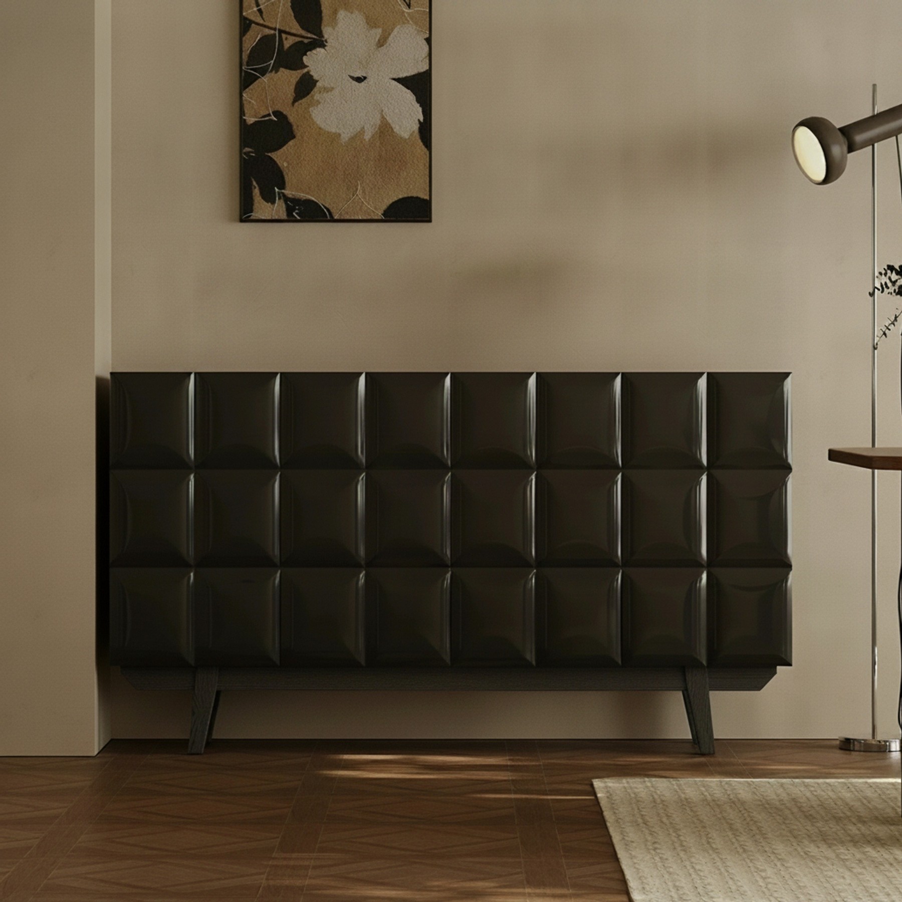 Black Ash Geometric Sideboard lifestyle 1