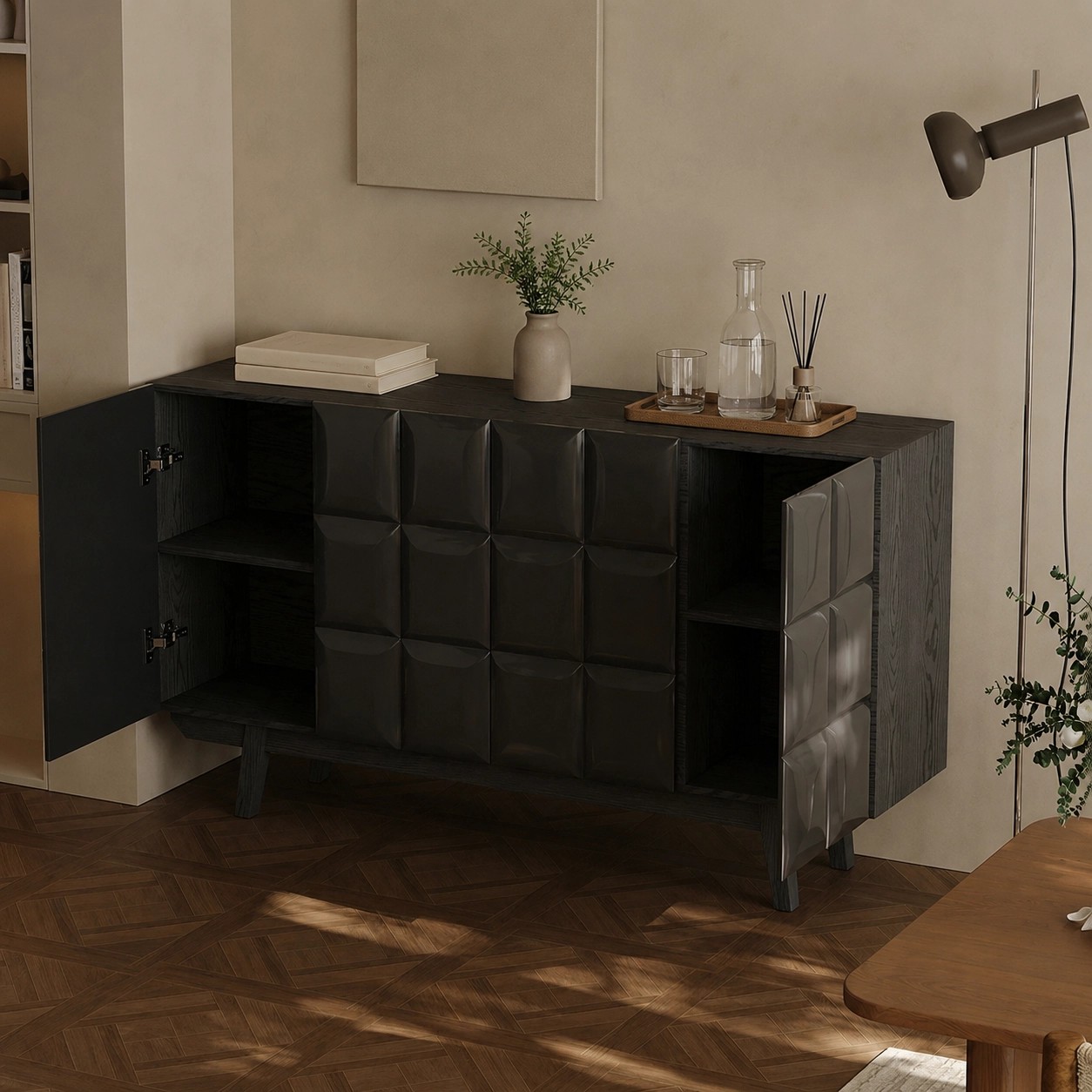Black Ash Geometric Sideboard lifestyle 3