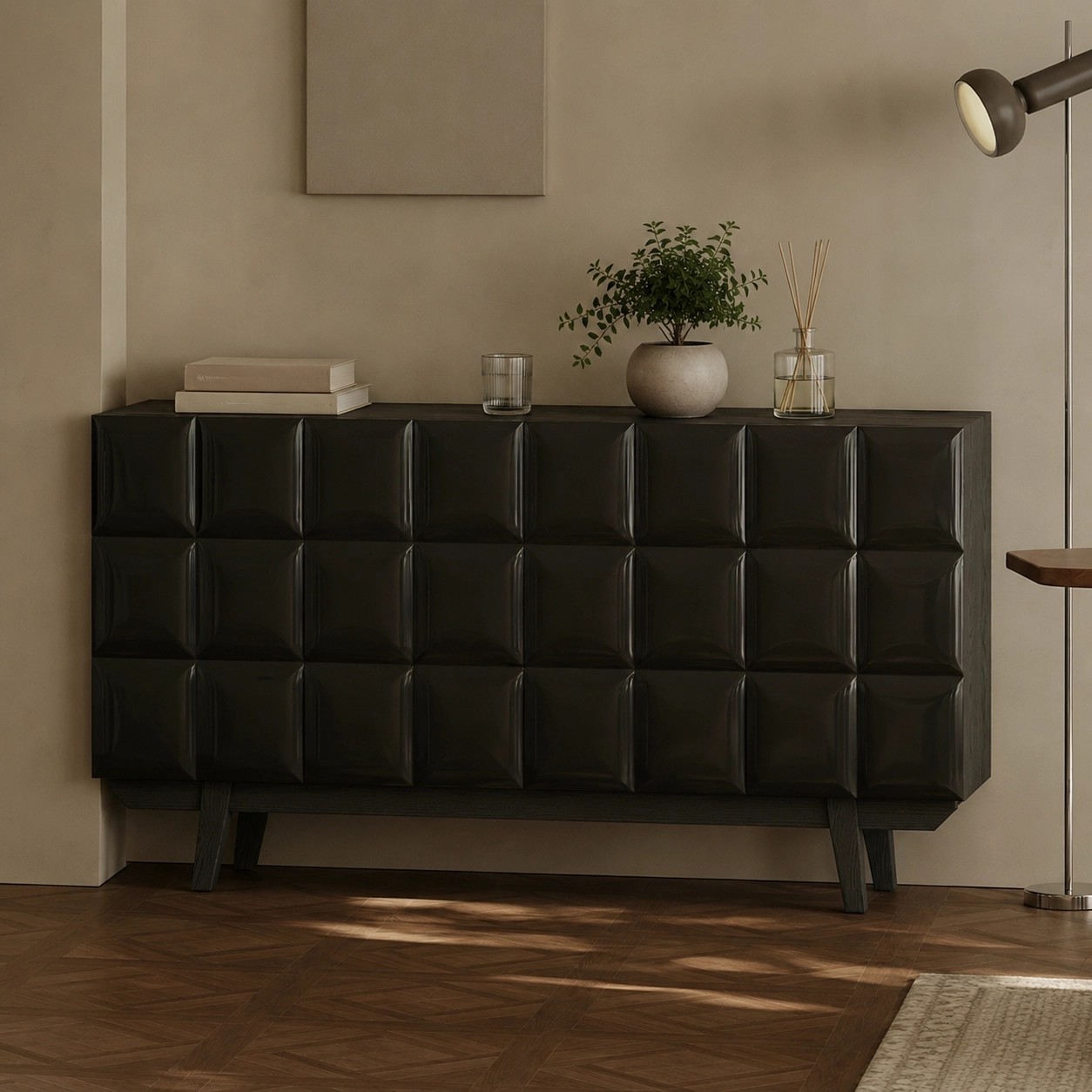 Black Ash Geometric Sideboard lifestyle 2