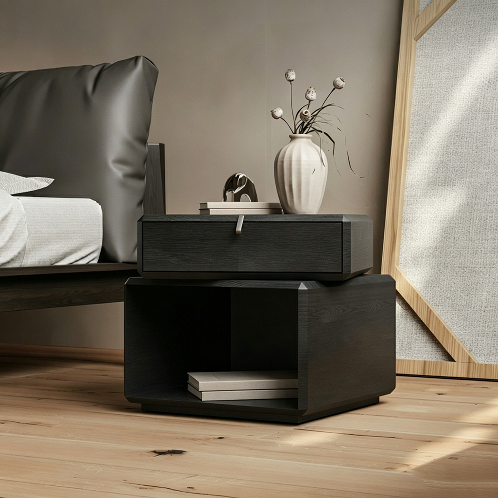 Black Rotating Nightstand lifestyle 2