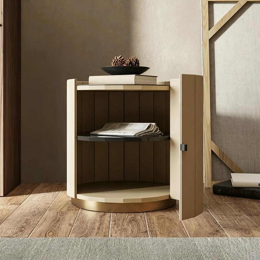 Round Leather Nightstand lifestyle 3