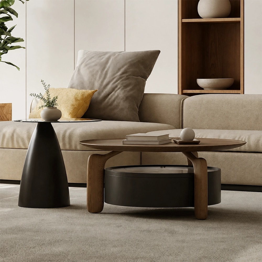 Solid Wood & Sintered Stone Coffee Table Set lifestyle 3