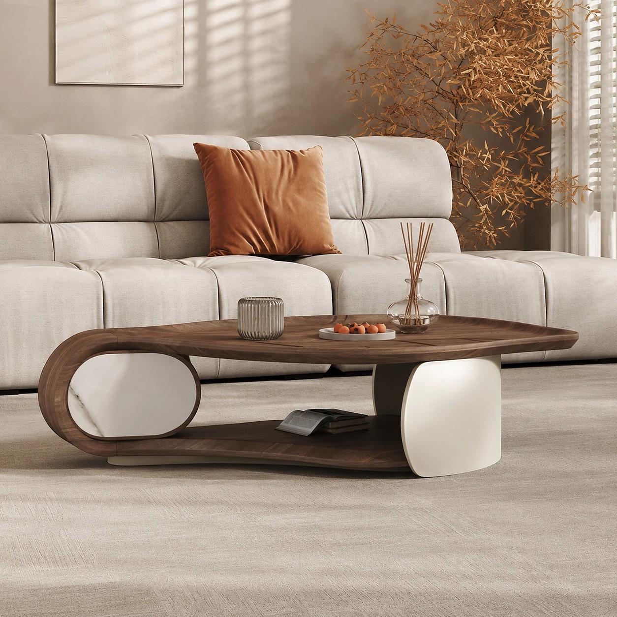 Irregular Walnut Coffee Table lifestyle 3
