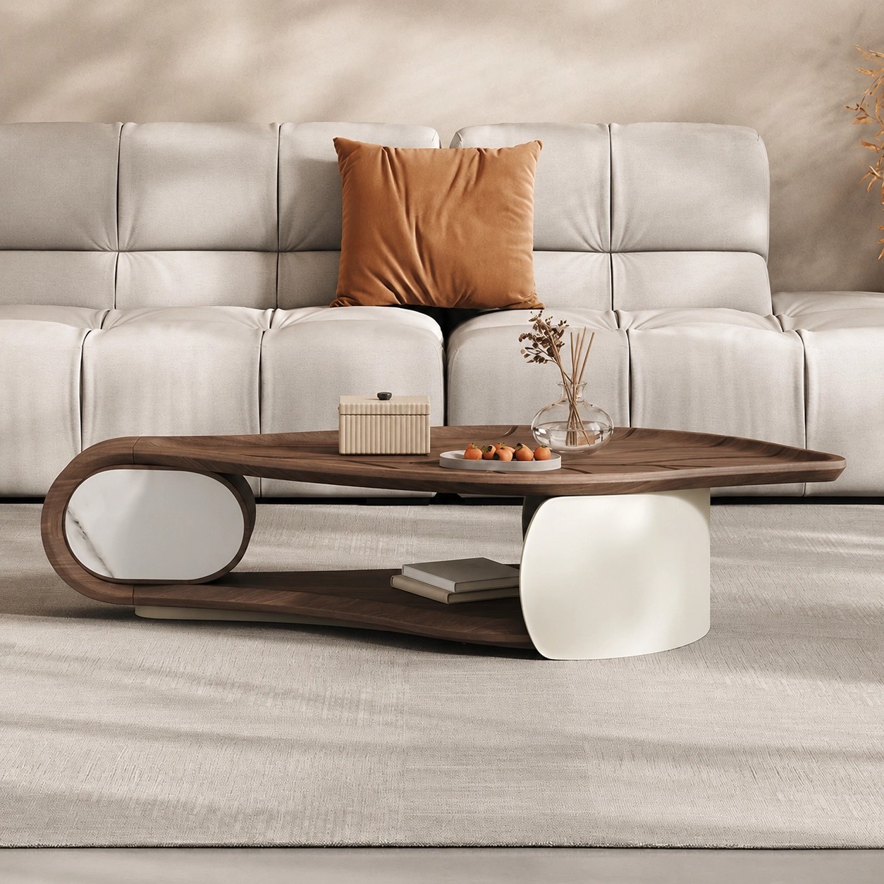 Irregular Walnut Coffee Table lifestyle 2