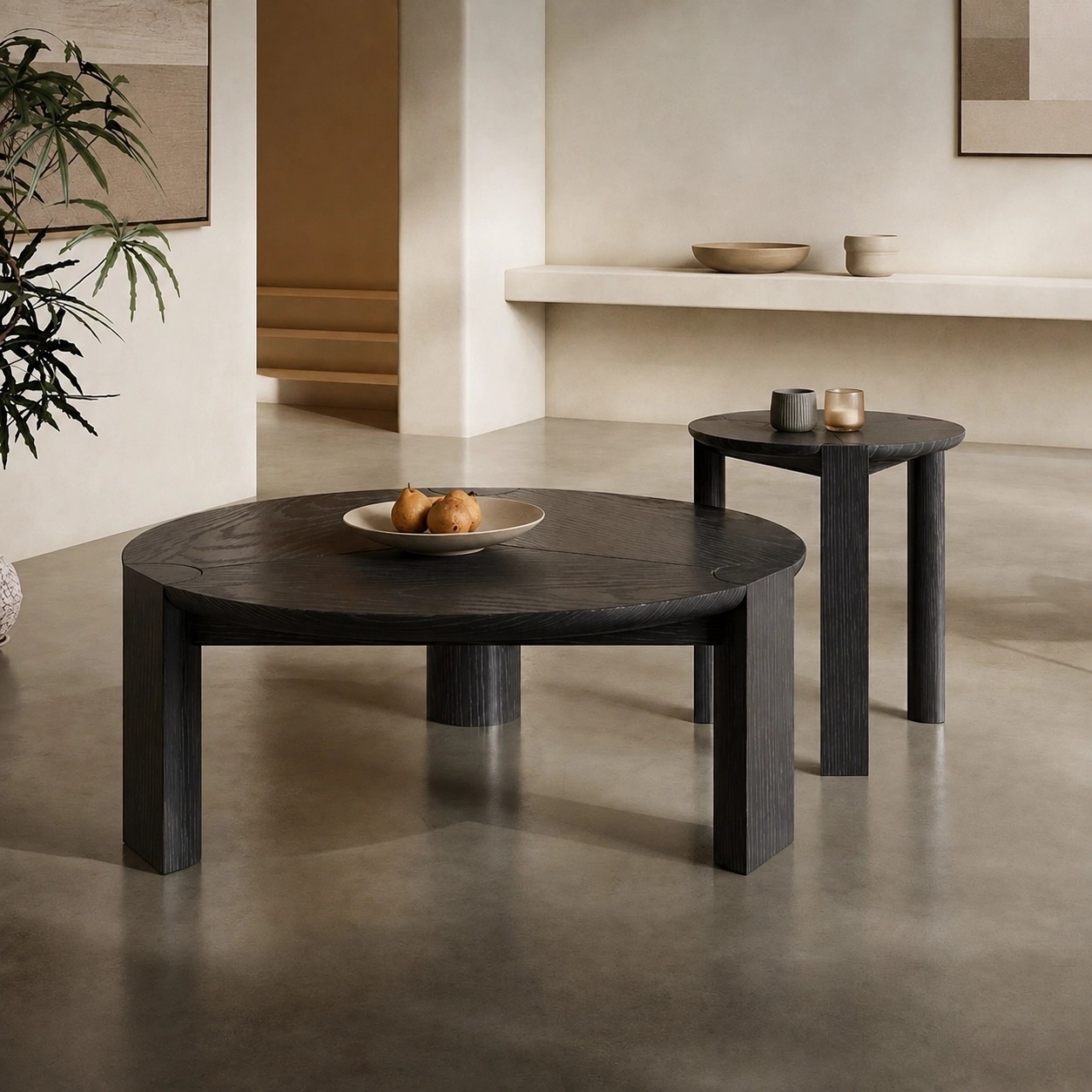 Solid Wood Wabi-sabi Coffee Table Set lifestyle 2