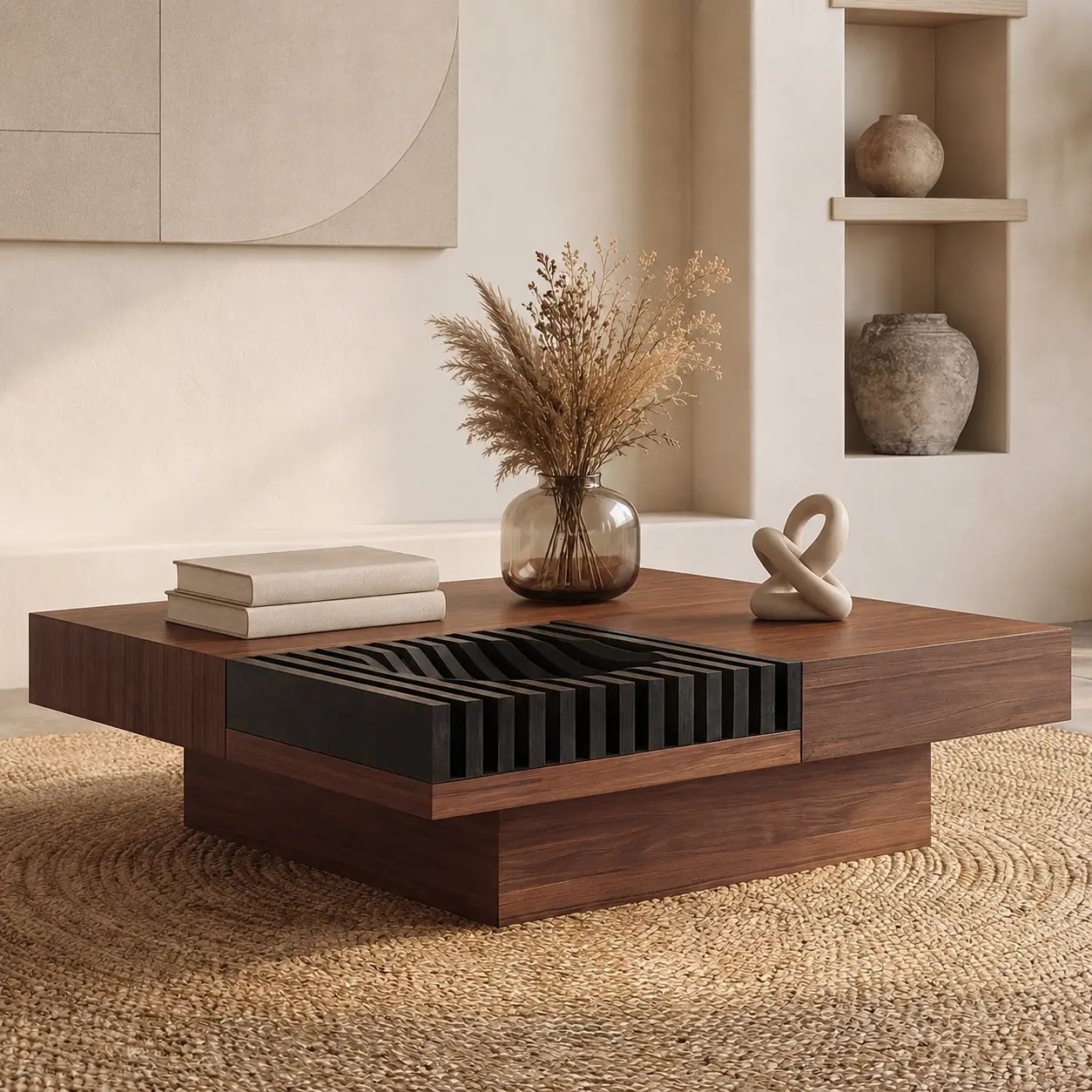 Mid-Century Solid Wood Coffee Table lifestyle 3