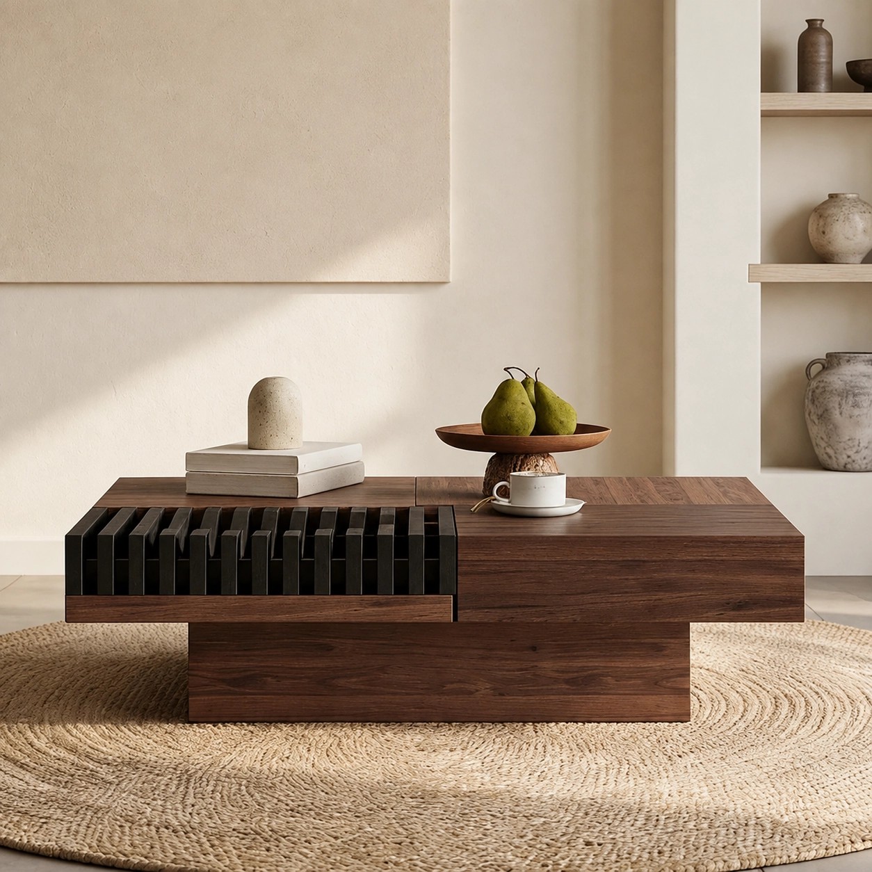 Mid-Century Solid Wood Coffee Table lifestyle 2