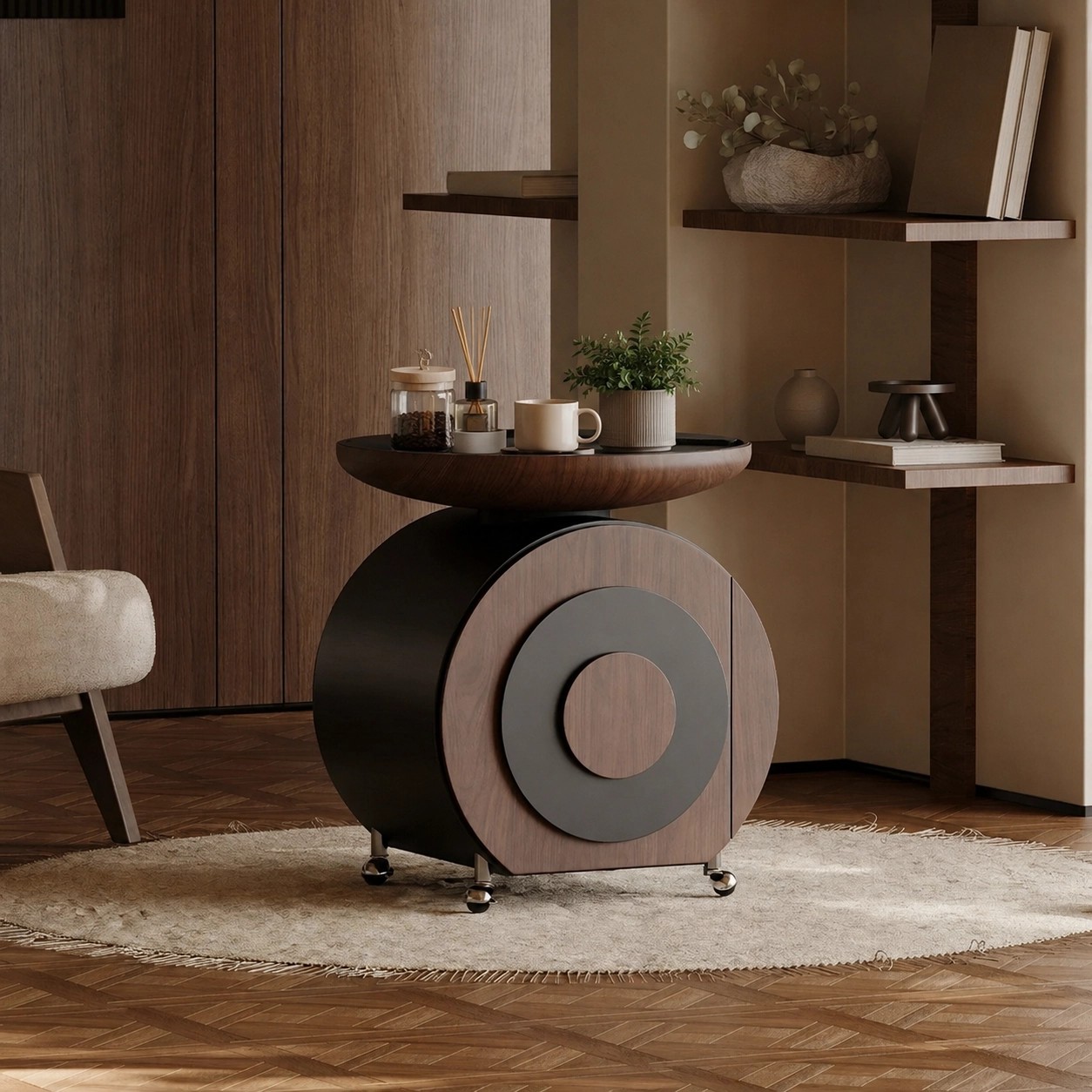 Movable Walnut Tea Table lifestyle 3