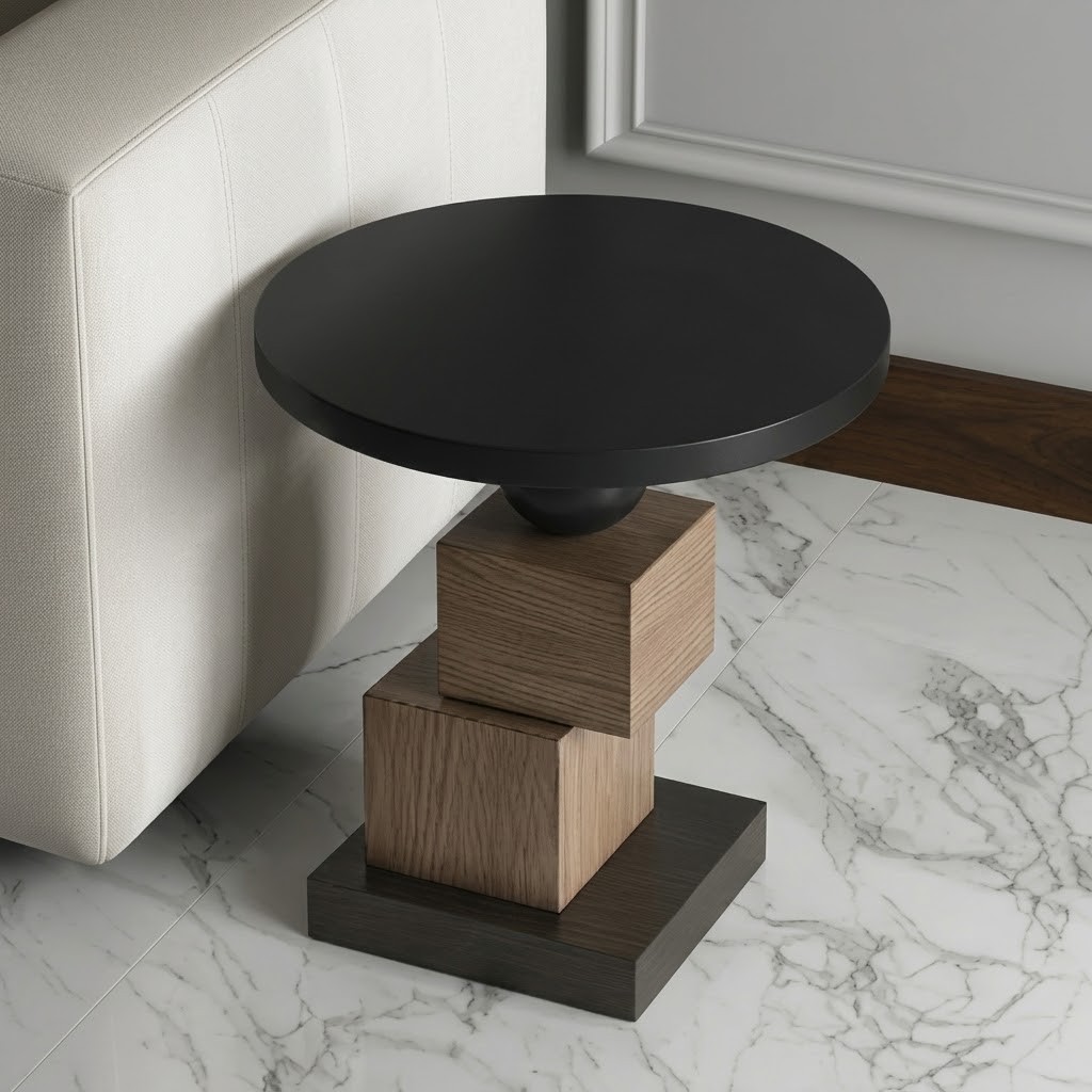 Geometric Solid Wood Side Table lifestyle 3