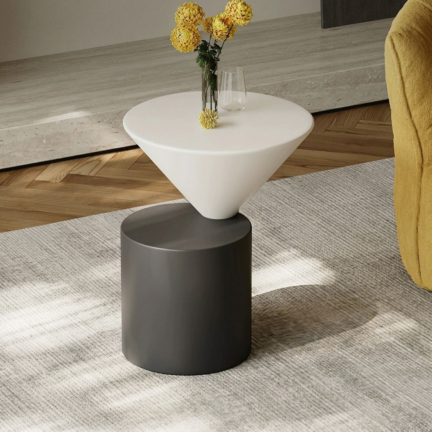 White Oak Geometric Side Table lifestyle 3