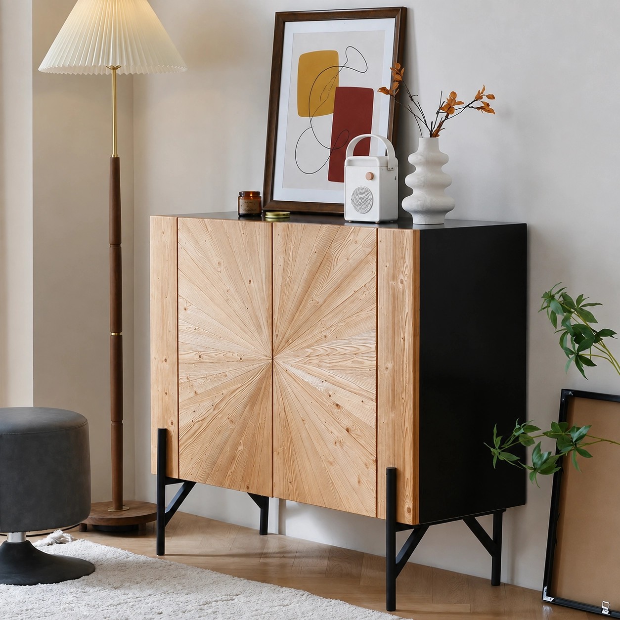 French Vintage Parquet Sideboard lifestyle 3