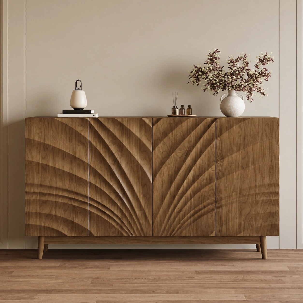 Vintage Carved Console Cabinet lifestyle 2