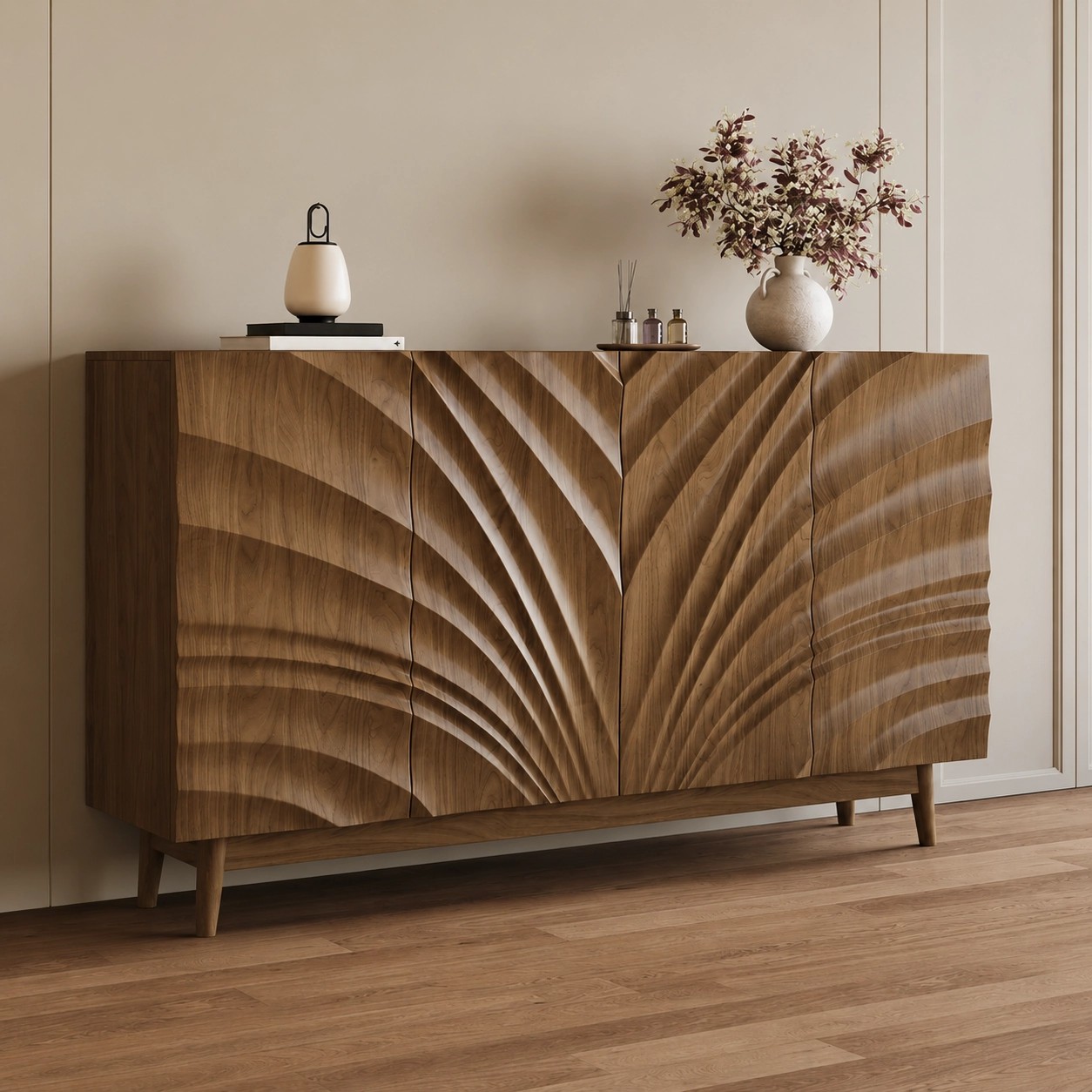 Vintage Carved Console Cabinet lifestyle 3